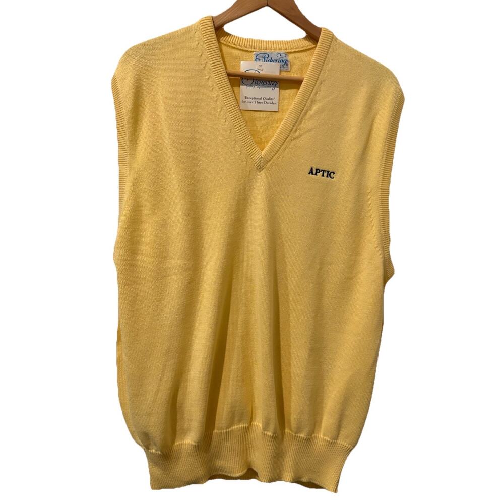 Pickering Mens Large Vest Golf Activewear Yellow-100% Cotton-NWT-Vintage
